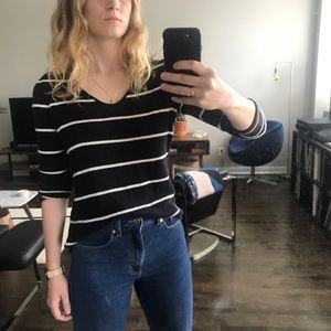 OLD NAVY  Black sweater with thin white stripes